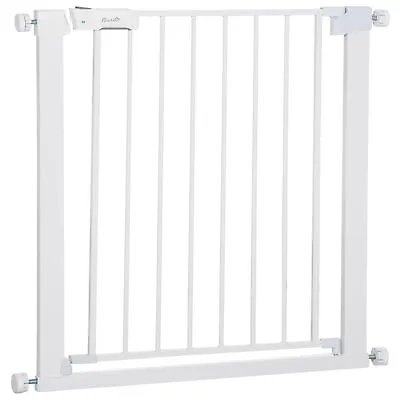 Pawhut Pet Safety Gate Door Barrier Dog Metal Indoor Fence White 75-82cm • £32.99