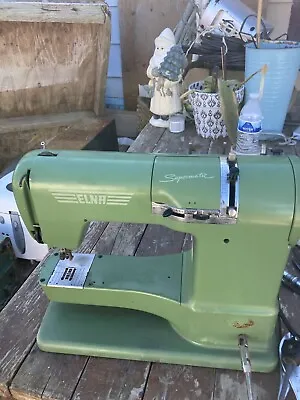 Vintage Elna Portable Green Supermatic Sewing Machine In Case 722010 Switzerland • $100