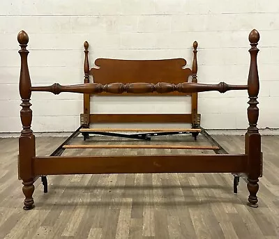 Vintage Full Size Mahogany Duncan Phyfe Style Traditional Low Poster Bed Frame • $949