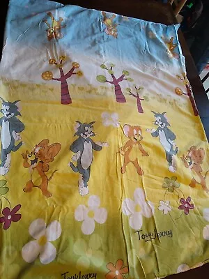 Vtg 1970s Tom Jerry Flat Bed Sheet Cartoon Cat Mouse • $33