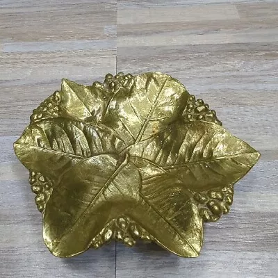 Virginia Metal Crafters Brass Lemon Leaves Dish Trinket Box Astray Solid Brass • $34