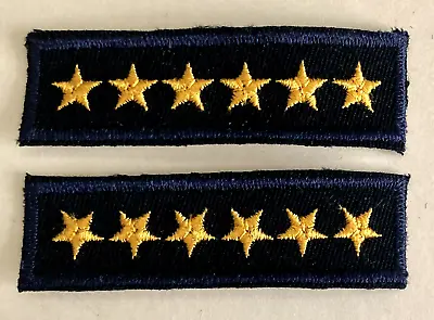 Pair Gold 6-Star Patches Service-Time Fire Military Police Uniform Embroidered • $3.50