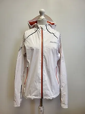 Uu688 Womens Musto White Zipped Lightweight Hooded Jacket Uk 14 Xl Eu 42 • £24.99