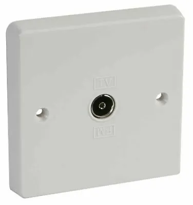 TV Aerial Socket Coaxial Coax Wall Face Plate White TV Point Single Gang TV / FM • £8.35