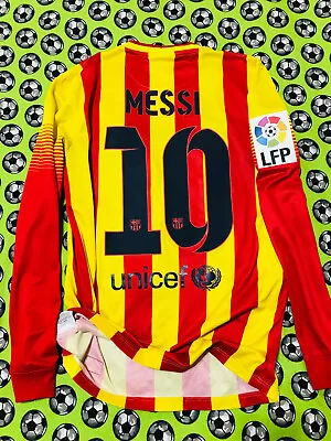 RARE L/S Nike FC Barcelona Away Soccer Football Jersey 2013 2014 Lionel Messi S • $95