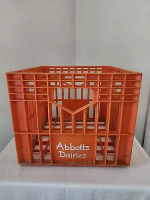 Vintage ABBOTTS DAIRIES Orange Hard Thick Plastic Milk Crate 13 X 13 X 11 • $10.59