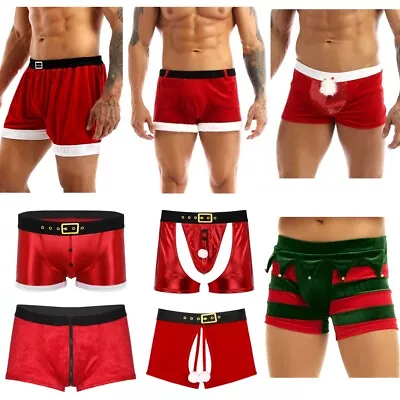 Mens Christmas Santa Claus Costume Holiday Boxer Shorts Pants Trunks Underpants • £16.08