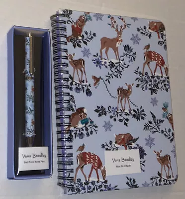 Vera Bradley Mini Notebook W/Pocket & Ball Point Pen Merry Mischief Snow Day • $28.99