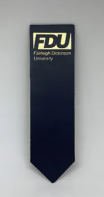 VTG FDU Fairleigh Dickenson University Navy Leather Bookmark Embossed In Gold Ne • $8.49