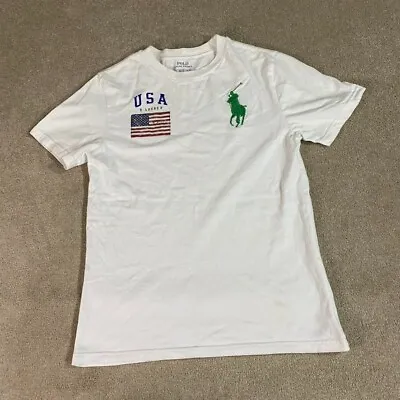 $20.90 • Buy Ralph Lauren T Shirt Womens Medium M White USA Logo Short Sleeve Casual Flag