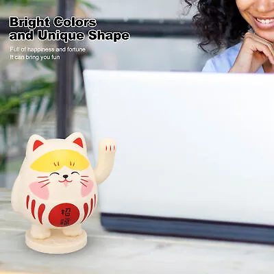 (Yellowish Pink)Waving Lucky Cat Solar Powered Decorative Ornament Fortune • $9.53