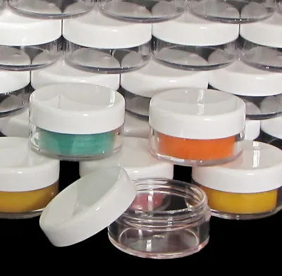 Plastic Cosmetic Jars Empty Beauty Lip Containers White Lid 10 Gram Ml (5) 5066 • $17.95