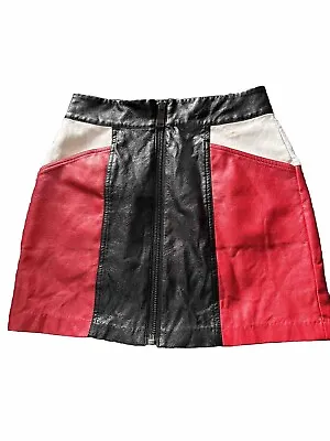 Urban Outfitters Mini Skirt S Faux Leather Color Block Zip Front Brandi Vintage • $30