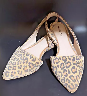 Gianni Bini Sling-back Pointed Toe Animal Print Leather Flat Shoes - Size 7 M • $12.95