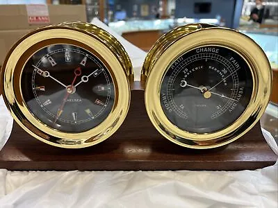 AUTHORIZED DEALER NEW CHELSEA Black Clock & Barometer With Base • $1525.14