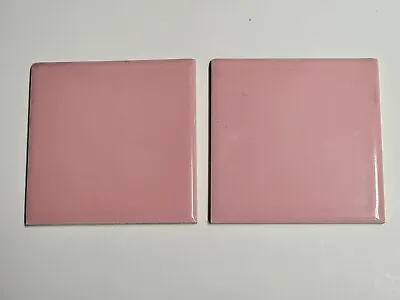 Vtg 1960s Lot Of 2 AMERICAN A-E Ceramic Tiles - Pink Gloss Bullnose 4 1/4  NEW • $17