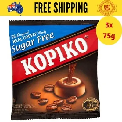 3x Kopiko Sugar Free Coffee Candy 75 G | FAST FREE SHIPPING  • $10.63