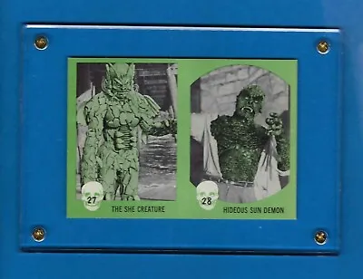 Horror Monster 1961 GREEN  NU-CARDS # S 27 & 28 UNCUT PANEL  NRMT W/ACRYLIC CASE • $159.99