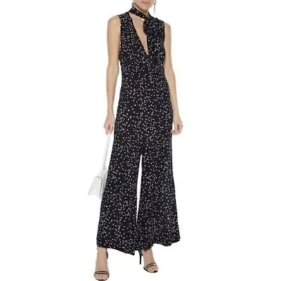 NWT Zimmermann Empire Jumpsuit - Black W/ White Dots - AU Size 0 - RRP $495 • $79