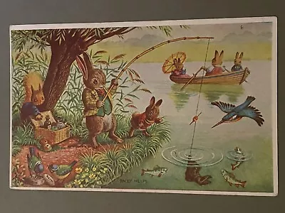 Surprise Catch Racey Helps Marian Heath Rabbit Fishing Vintage Postcard • $2.50