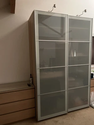 £61 • Buy Ikea Wardrobe With Sliding Glass Panels Doors