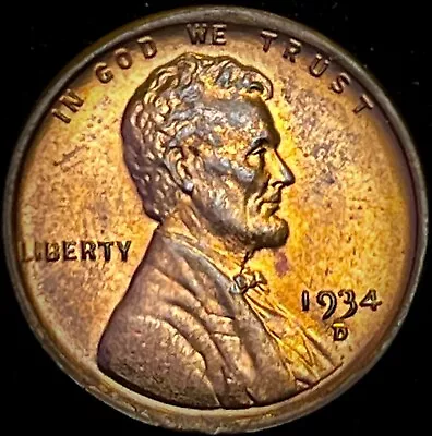 1934-D Lincoln Cent Wheat Penny Brilliant RED Superb Gem BU++ RD • $25