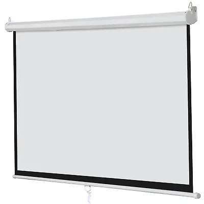 100  Manual Pull Down Projector Screen 16:9 HD Movie Theater Projection Home  • $52.58