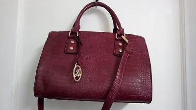 £15 • Buy Jane Shilton Burgundy Croc-effect Grab Handbag Bag With Detachable Strap, VGC