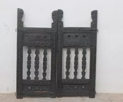 Vintage Iron Grill Wooden Dog Gate Antique Fatak Small Gate Home Wall Deco BX-75 • $699