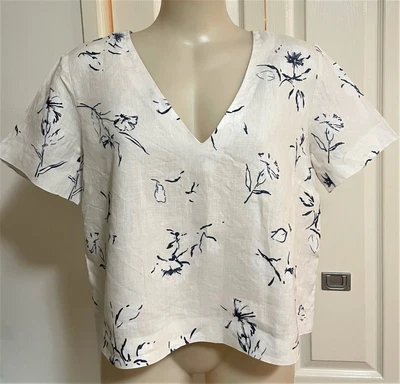 $19 • Buy MASSIMO DUTTI 100% Linen Short Sleeve Blouse Size EU 44 AU 14