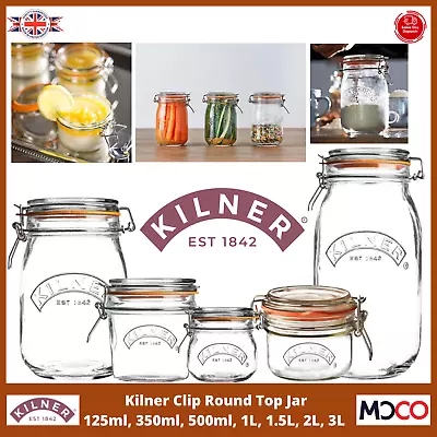 Kilner Preserving Clip Top Round Jars For Airtight Pickles & Jam Food Storage • £7.22