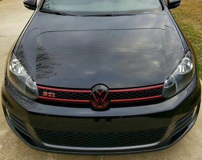 $39.95 • Buy Gloss Black+red Front Grill Badge Emblem GOLF MK6 GTI R JETTA SPORTWAGEN 2010-14