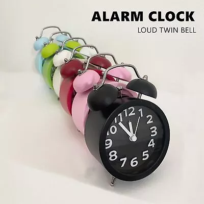 Vintage Double Bell Alarm Clock Retro Loud Clocks Battery Bedside Desk Analogue • $17.95