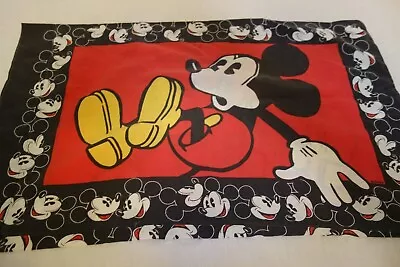 Vintage Disney Pillowcase Double Sided 70's 80's Mickey Mouse Black Red • $16.99