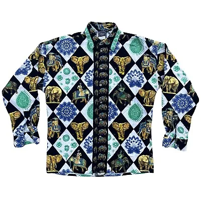 Vintage Versace Jeans Couture India Print Pattern Corduroy Shirt • $145