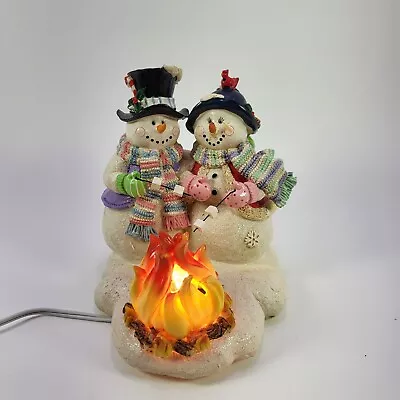 Snowman S'mores Figurine Mr & Mrs Roasting Marshmallows Winter Decoration NEW • $19.97