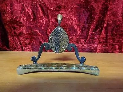 $99 • Buy Israel Menorah  By HAKULI * The Holy Oil Jug Rare Vintage Brass  