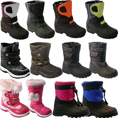 ** Kids Fur Snow Moon Mucker Waterproof Wellingtons Boys Boots Thermal Boys Girl • £9.95