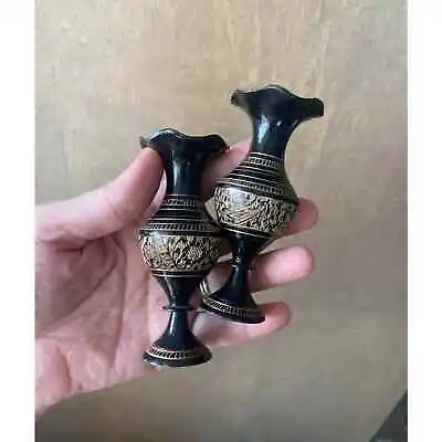 Mini Vases Etched Metal India Morrocan Decor Eclectic Bud Flower Holder • $22