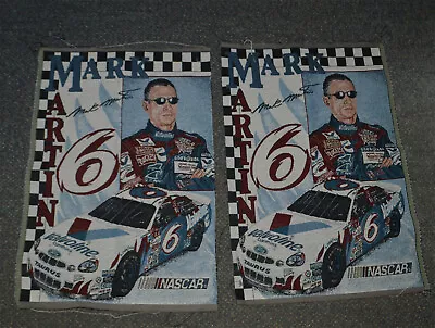 MARK MARTIN NASCAR Vtg 1998 Fabric 2 Panels 19  X 28  Each Tapestry Thick  • $9.46