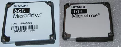 2 Lot: 1 Each Of: Hitachi 6GB Microdrive & Hitachi 4GB Microdrives 100% Tested • $31.98