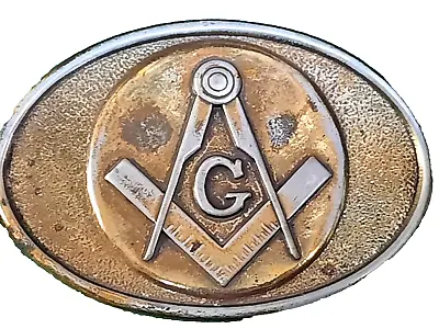 Vintage Masonic Compass & G Symbol Belt Buckle • $12.95