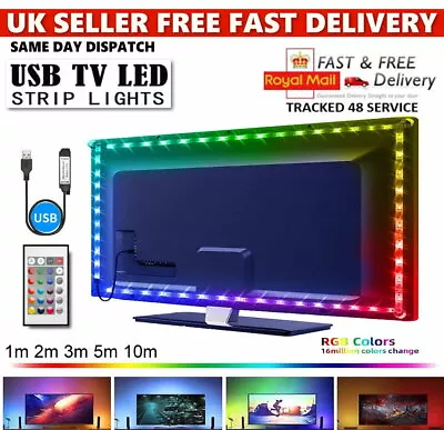 Led Strip Lights 5050 Rgb Colour Changing Tape Under Cabinet Kitchen Tv Usb Uk • £6.40