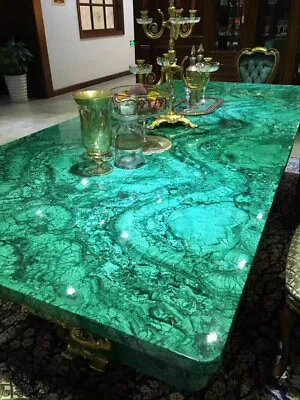 Green Malachite Stone Dining Table Top Handmade Custom Table Furniture Decor Top • $543.83