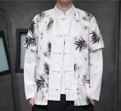 Men's Chinese Style Stand Collar Long Sleeve Hanfu Loose Printed Jackets Fashion • $62.83