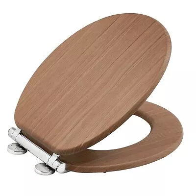 Oak New England Tongue And Groove Toilet Seat  Heavy Duty Bar Hinge Wood Effect • £35.94