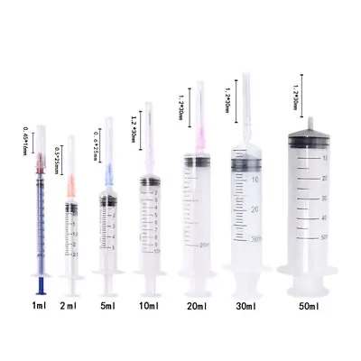 1/2/5/10/20/30/50ml Plastic Disposable Injection Syringe DIY Liquid Dispensers • $14.45