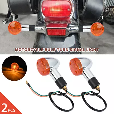 2×Motorcycle Turn Signal Indicator Lights Amber For Suzuki Boulevard C50 M50 C90 • $10.95