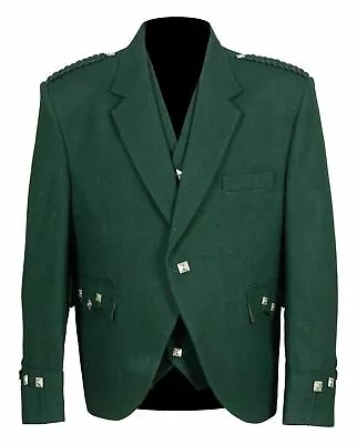 £70 • Buy Men's Green Argyle Kilt Jacket With Waistcoat 100% Wool Jacket