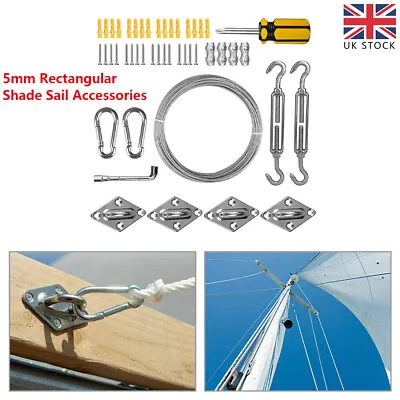 Sun Shade Sail Fixing Garden Patio Sunscreen Awning Canopy Stainless Fitting Kit • £13.99
